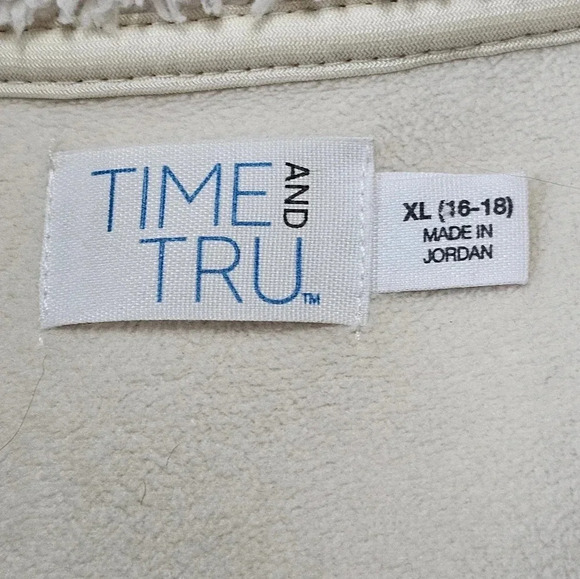 Time And Tru Colorblock Sherpa Fleece Pullover Quarter Zip Leopard Trim XL Cozy - Picture 4 of 7